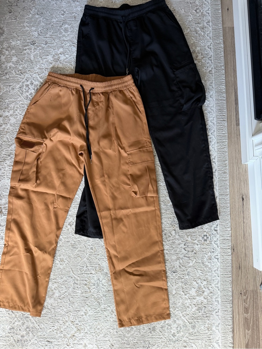 Two-Pair Cargo Joggers — Black & Camel